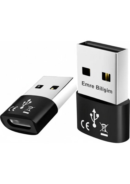 USB To Typc 2.0'dan Type-C Dönüştürücü, Hızlı Şarj ve Veri Aktarımı, Akıllı Telefonlar, Tabletler, Laptoplar, Kameralar, Flash Sürücüler Için 1 Adet