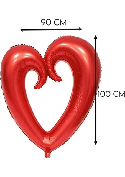 Kırmızı Ortası Boş Kalp Folyo Balon 40 Inç 100 cm Romantik Evlilik Teklifi Sevgiliye Süpriz Kutlama fırsatları