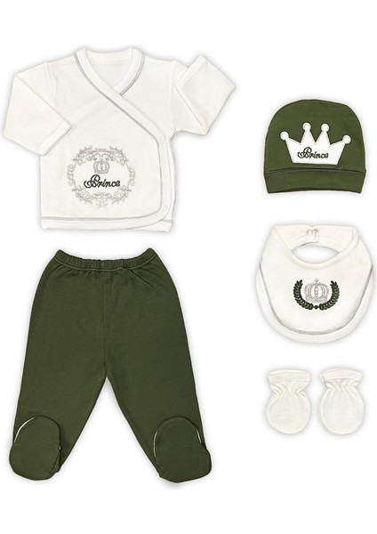Sema Baby Prens Lüks 5 Parça Hastane Çıkışı Zıbın Seti - Yeşil