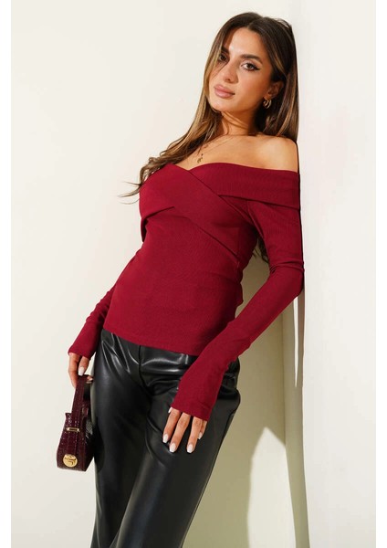 Madonna Çapraz Yaka Bluz Bordo T4331 fiyatları