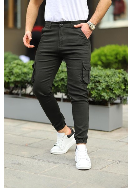Erkek Bel Kemerli Körüklü Jogger Paça Lastikli Pantolon