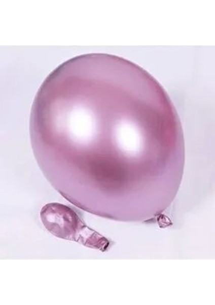 Aynalı Parlak Krom Pembe Renk Balon Balon 8 Adet