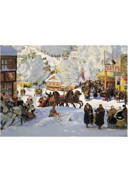 Boris Kustodiyev Maslenita Karlı Görsel 500 Parça Ahşap (Mdf) Puzzle Tablo