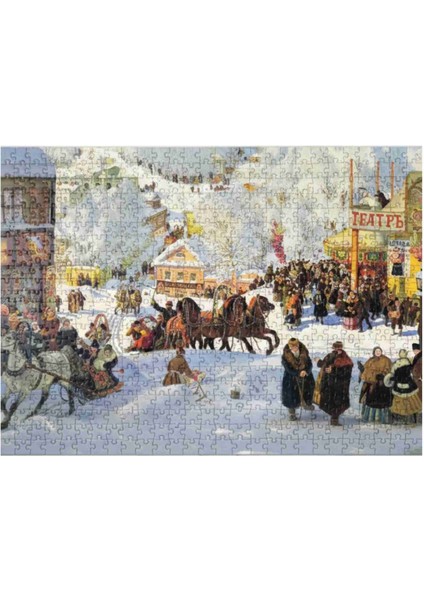 Boris Kustodiyev Maslenita Karlı Görsel 500 Parça Ahşap (Mdf) Puzzle Tablo fiyatları