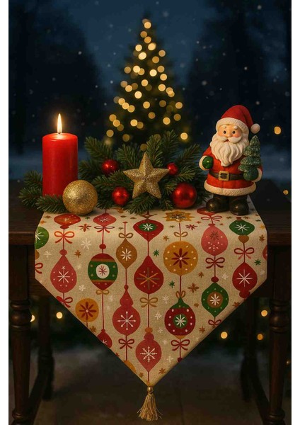 🎄 Yılbaşı Desenli Runner / Masa Örtüsü (142x40 cm)