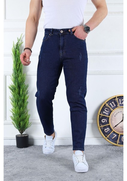 Erkek Likralı Jean Boyfriend Denim Lacivert Kot Pantolon modelleri