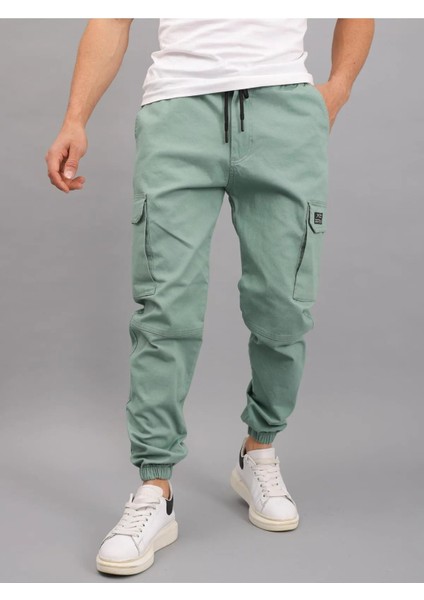 Erkek Lastikli Jogger Yeşil Kargo Cepli Pantolon