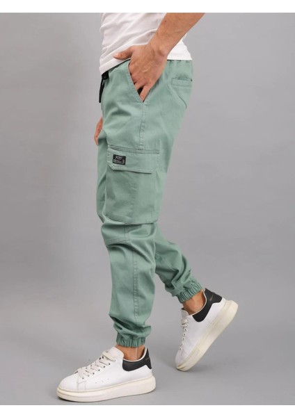 Erkek Lastikli Jogger Yeşil Kargo Cepli Pantolon modelleri