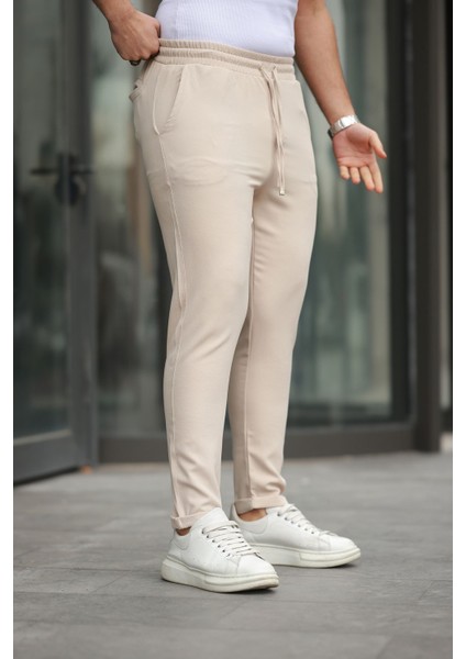 Erkek Trend Beli Lastikli Duble Paça Pantolon
