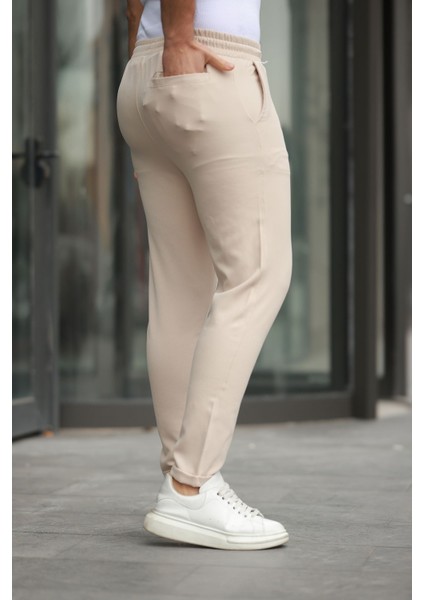 Erkek Trend Beli Lastikli Duble Paça Pantolon modelleri