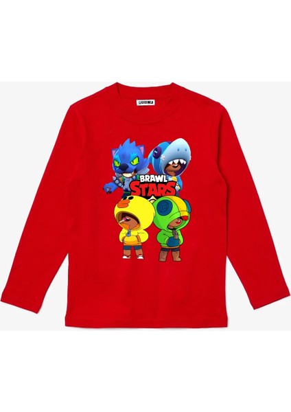 Uzun Kollu Leon Karakteri Brawl Stars Baskılı Pamuklu Uzun Kollu Çocuk T-Shirt