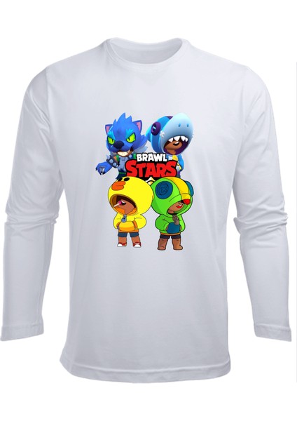 Uzun Kollu Leon Karakteri Brawl Stars Baskılı Pamuklu Uzun Kollu Çocuk T-Shirt