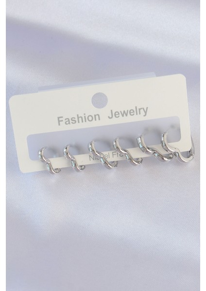 Pirinç Gümüş Kalp Model Küpe Seti