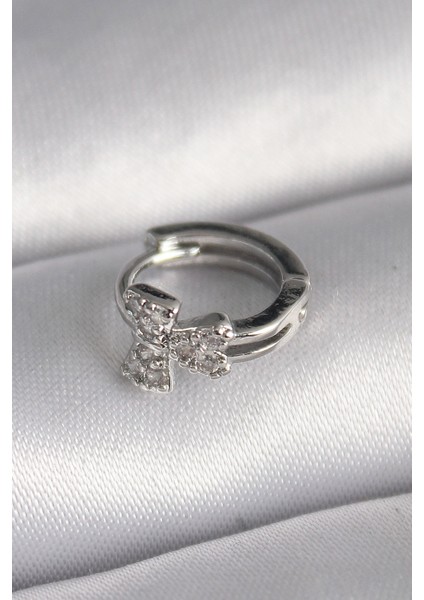 316L Çelik Gümüş Zirkon Taşlı Kurdele Model Tragus Piercing