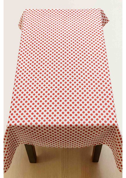 Kırmızı Puantiyeli Masa Örtüsü 150x150 cm – 30 Derecede Yıkanabilir