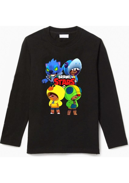 Uzun Kollu Leon Karakteri Brawl Stars Baskılı Pamuklu Uzun Kollu Çocuk T-Shirt