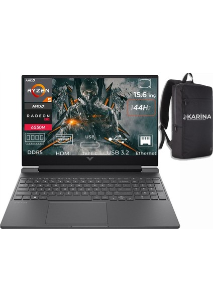 Victus Amd Ryzen 5 8645HS B82WJEA-21 24GB 4tb RX6550M-4GB Freedos 15.6" Fhd 144Hz Taşınabilir Bilgisayar