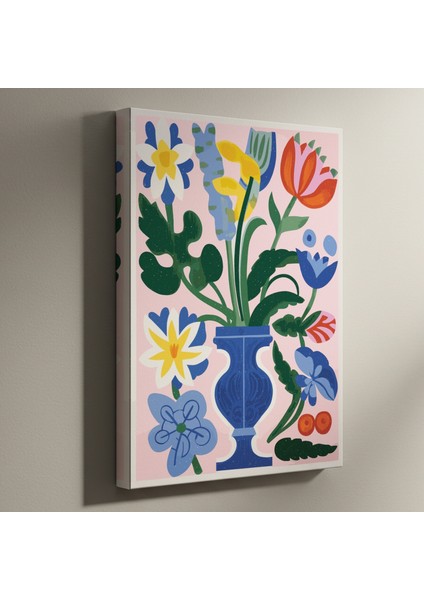 Çiçekli Vazoda Modern Sanat Tablosu