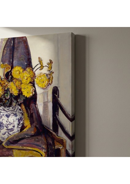 Sarı Krizantemler ve Çini Vazolu Modern Sanat Tablosu indirimleri