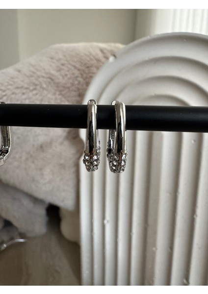 Oval Taşlı Halka Silver 6'lı Set Küpe indirimleri