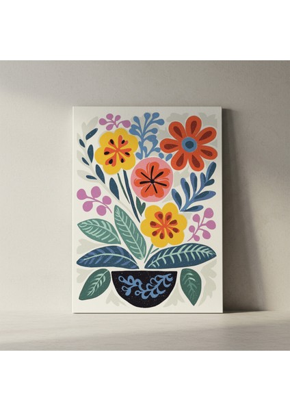 Neşeli Çiçek Buketleri Soyut Sanat Tablosu fiyatları