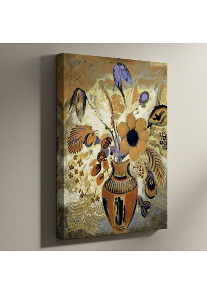 Soyut Çiçek Buketli Antik Vazolu Modern Sanat Tablosu