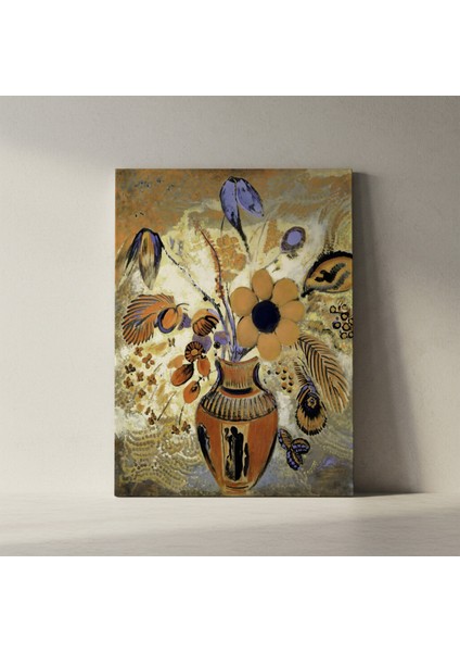Soyut Çiçek Buketli Antik Vazolu Modern Sanat Tablosu fiyatları