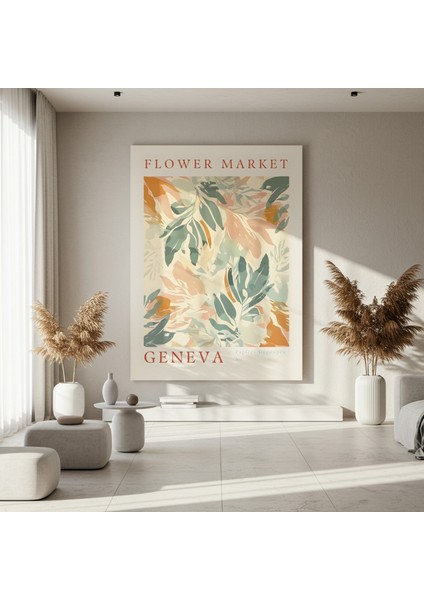 Cenevre Çiçek Pazarı Soyut Yaprak Desenli Tablo fırsatları