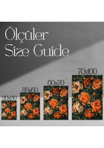 Modern Tarzda Portakal ve Şeftali Tonlarında Şakayık Çiçeği Tablosu modelleri