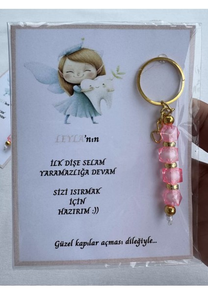 48 Adet Pembe Renk Isme Özel Ilk Dişim Çıktı Diş Partisi Diş Buğdayı Hatırası Hediyelik Anahtarlık fırsatları