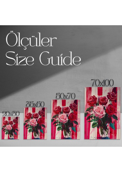 Koyu Pembe ve Kızıl Gül Buket Tablosu modelleri