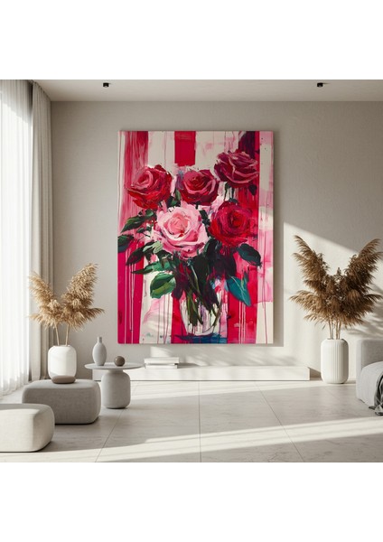 Koyu Pembe ve Kızıl Gül Buket Tablosu fırsatları