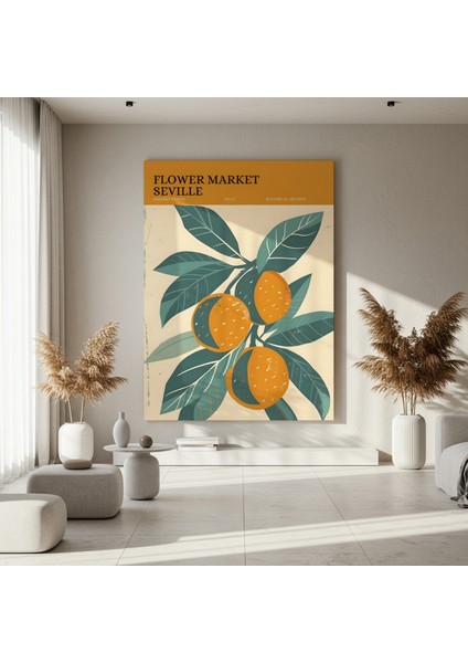 Sevilla Portakal Çiçeği Pazarı Botanik Illüstrasyon Tablosu fırsatları