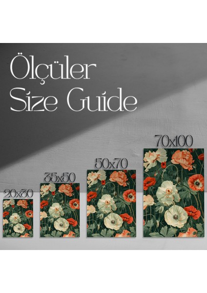 Koyu Yeşil Arka Planlı Haşhaş Çiçekleri Tablosu modelleri