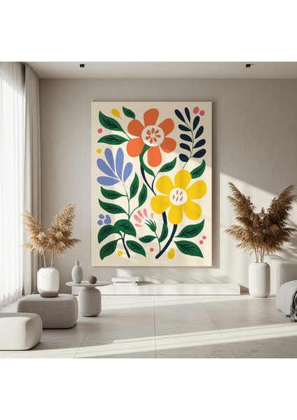 Canlı Renkler Modern Botanik Illüstrasyon Tablosu fırsatları