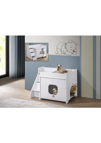 Trixie Cat Merdivenli Çok Amaçlı Kedi Tuvaleti Mobilyası