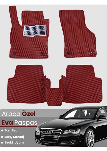 Audi A8 (2009-2017) Uyumlu Eva Paspas Tam Set–araca Özel,su Geçirmez,hızlı ve Kolay Montaj