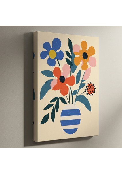 Modern Tarz Çiçek Buketli Soyut Tablo