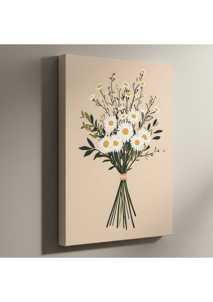 Papatya Buketli Minimalist Tarz Tablo