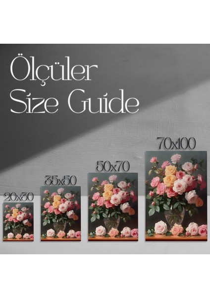 Pembe ve Şeftali Tonlarında Gül Buketi Tablosu modelleri