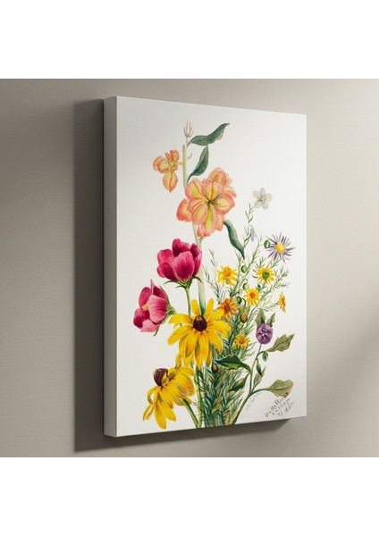 Vintage Botanik Çiçek Buket Tablosu