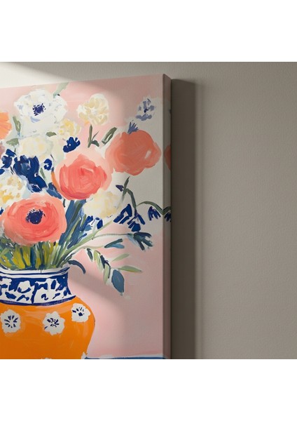 Turkuaz Desenli Vazo ve Çiçekler Soyut Tablosu indirimleri