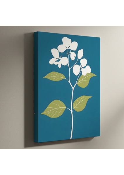 Minimalist Beyaz Çiçek Desenli Tablo