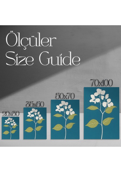 Minimalist Beyaz Çiçek Desenli Tablo modelleri