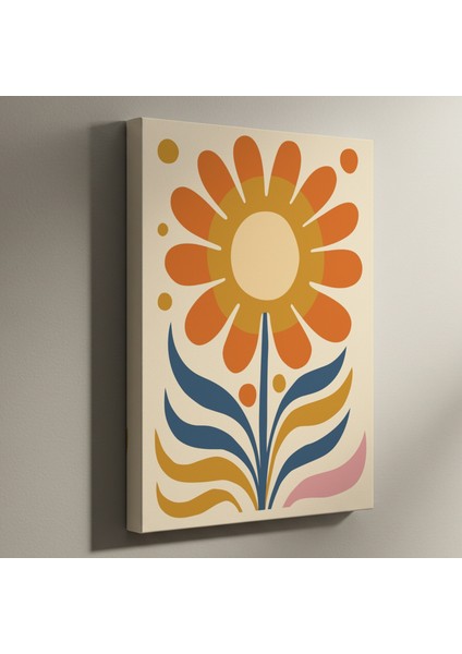 Retro Tarz Çiçek Desenli Soyut Tablo