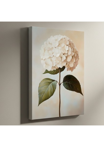 Beyaz Ortanca Çiçeği Yağlıboya Tablosu