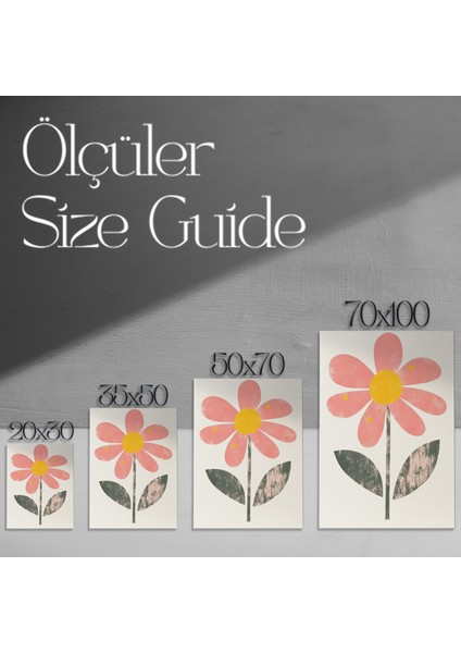 Pembe ve Yeşil Tonlarında Minimalist Çiçek Tablosu modelleri