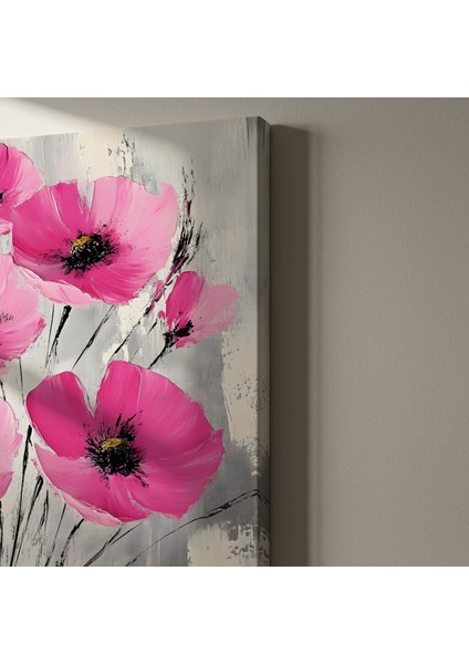 Pembe Haşhaş Çiçekleri Soyut Tablosu indirimleri