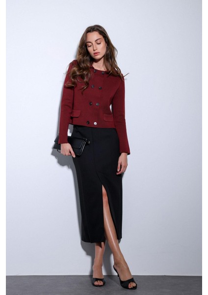 Bordo Kruvaze Kapama Kadın Triko Hırka indirimleri