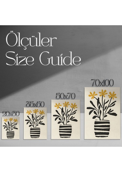 Minimalist Siyah Sarı Çizgi Çiçek Tablosu modelleri